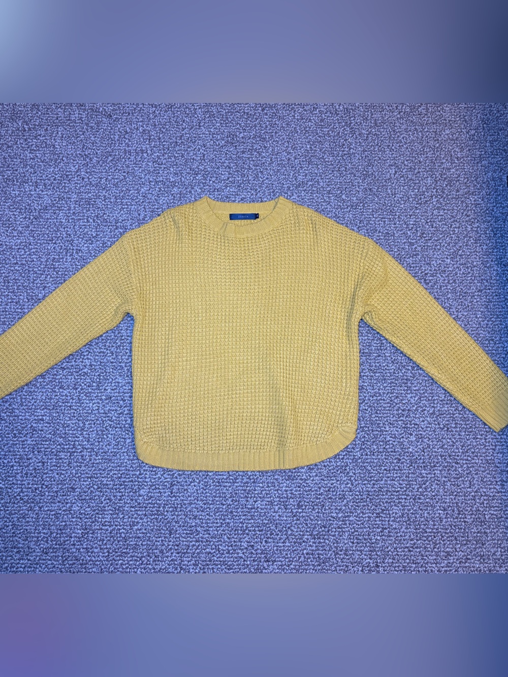 Women's Waffle-Knit Crew Sweater in Mustard Yellow